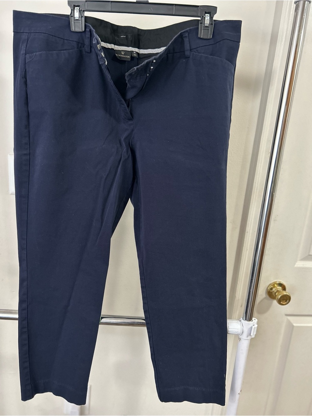 Worthington Dark Navy Ankle-Length Straight Pants
